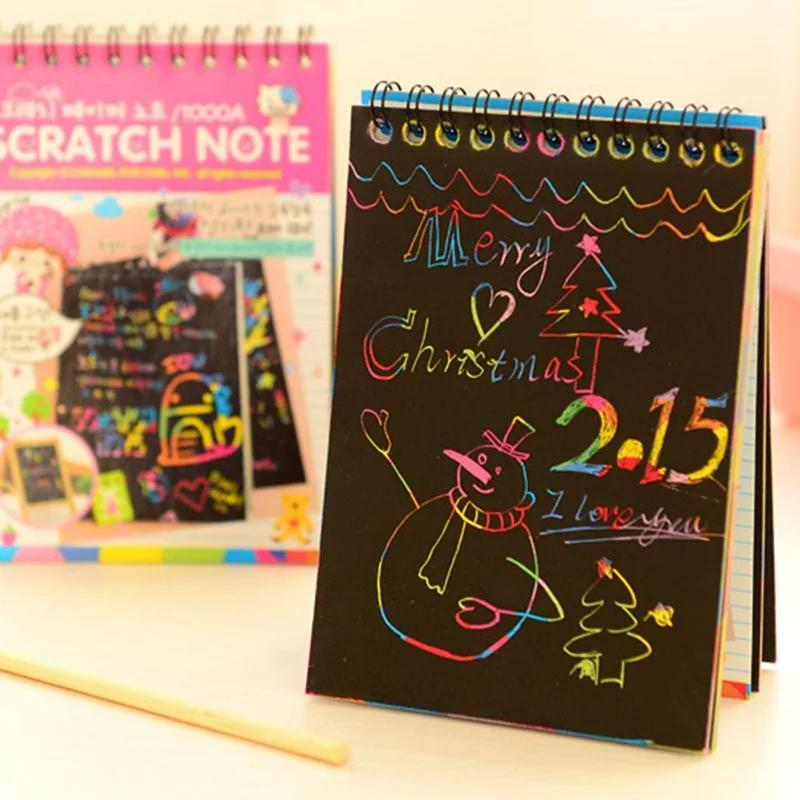 Children Graffiti Notebook DIY Scratch Drawing Toys Painting Book Black Early Learning-Focused Toy Fun Present