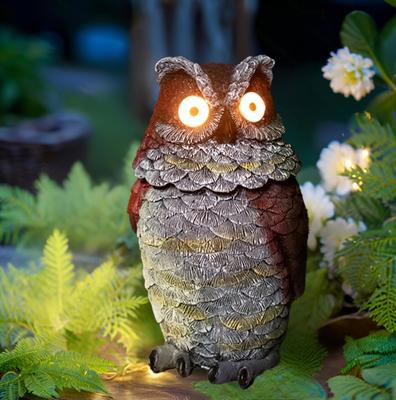 YZYOE LED Owl Outdoor Decorative Cute Resin Owl Garden Landscape Solar-powered Lamp, Light, Light.