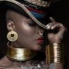 Set di 6 Pezzi Accessori Costume Tribale Nazionale Africano Oro Collo Lungo