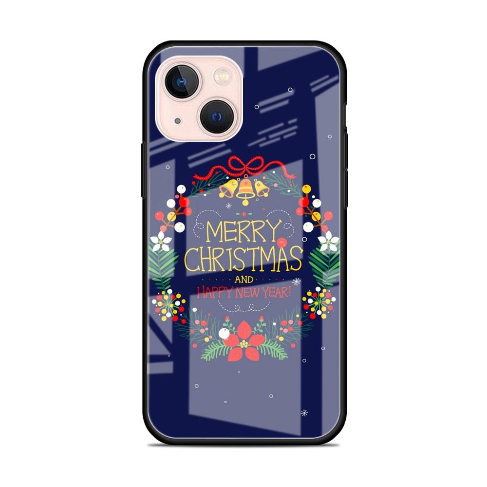 Snow Merry Christmas Glass Case For Apple iPhone 13 14 11 12 Pro 7 XR X XS Max 8 6 6s Plus 13Pro Tempered Phone Cover
