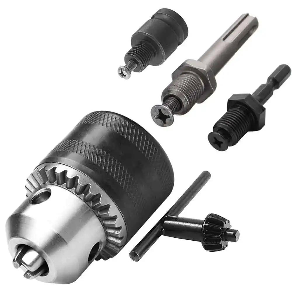 1.5-13mm Drill Chuck,1/2-20UNF Mount Impact Driver Bits Chuck Conversion Hex Shank/SDS-Plus Socket Square Adapter with Chuck Key