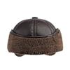 Hat Men's Winter Ear Protectors Neck Protectors Warm Middle-aged Elderly People's Cap Pu Leather Windproof Cold-proof Velvet Baseball Cap