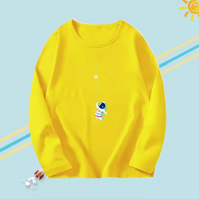 

Весенне-осенние футболки с круглым вырезом и 3D-принтом с рисунком космонавта, модные повседневные детские футболки с длинным рукавом для мальчиков 170 жёлтый