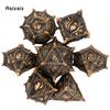 7 Pcs Yellow Black Dragon Eyes Metal Dice Solid Metal Polyhedral Dice Set Suitable for Role-Playing RPG  Board Game Card Game