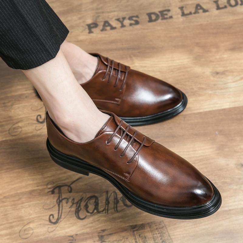 Leather Shoes Young British Dress Casual Business Sense Leather Shoes Wedding Groom Suit Height Increase