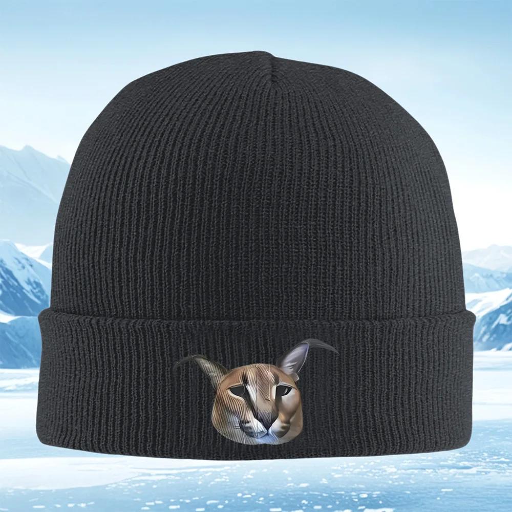 Cat Face Art Graphic Stripes Texture Unisex Women Unisex Knitted Hat Beanie Pullover Cap Winter Thermal Warm Christmas Outdoor Cycl