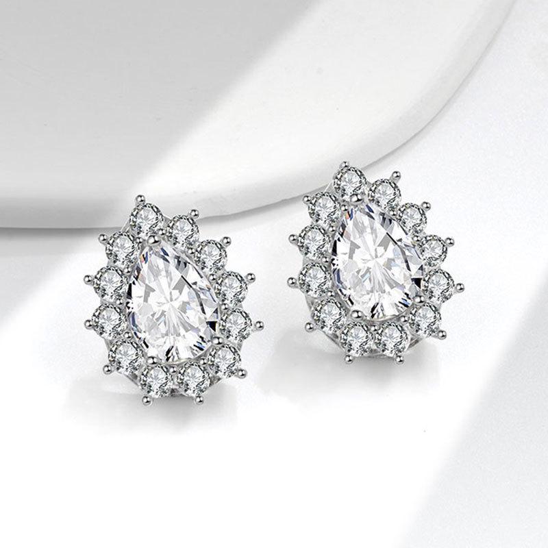 Luxury Pear Shaped Drop Earrings With Sparkling Crystals Minimalist Dainty Studs Versatile Jewelry For Women