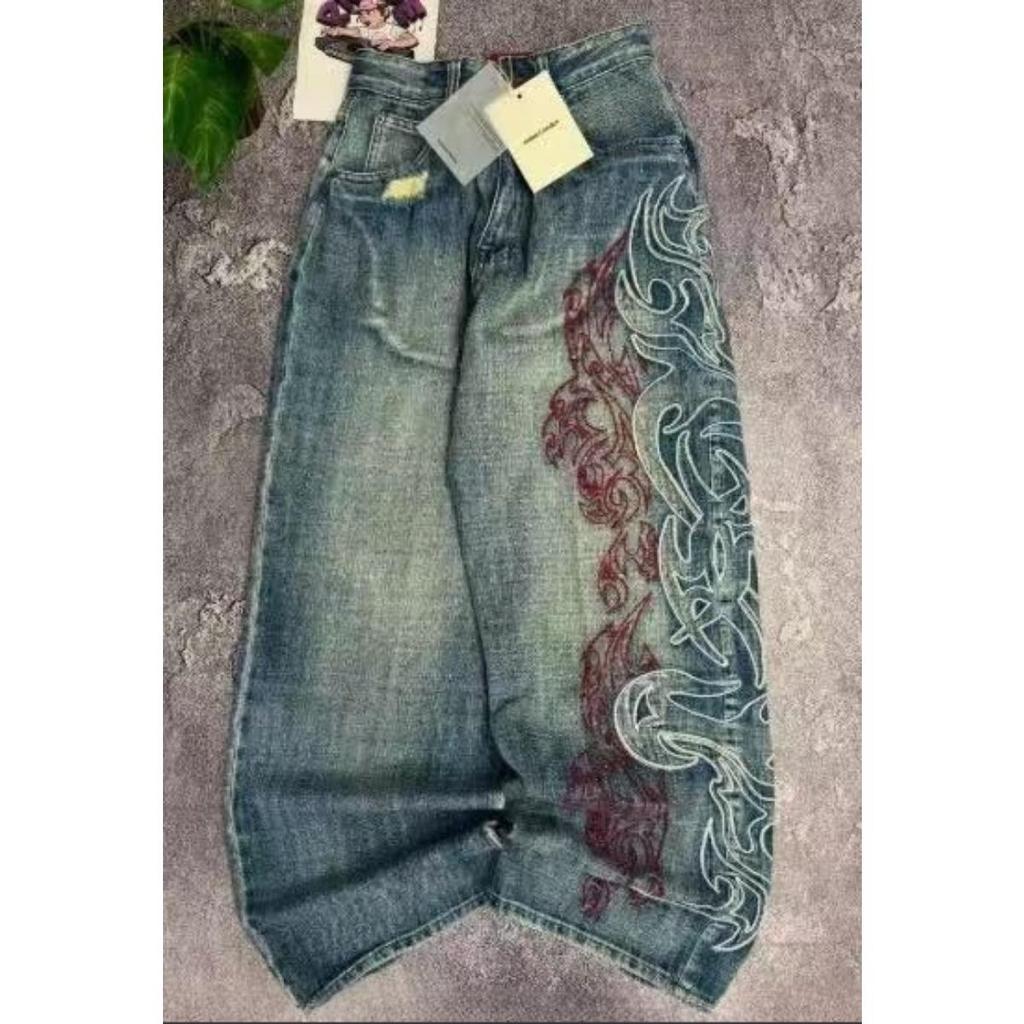 DRIPX Y2K Jeans Larghi Americani con Ricamo Nuovo Modello High Street Vintage Hip Hop Moda Casual Joker Coppia Pantaloni a Gamba Larga