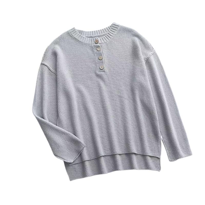 IHUASU Women's Autumn and Winter Solid Colour Pullover Large Size V-Neck Knit Sweater Street Hipster Sweater