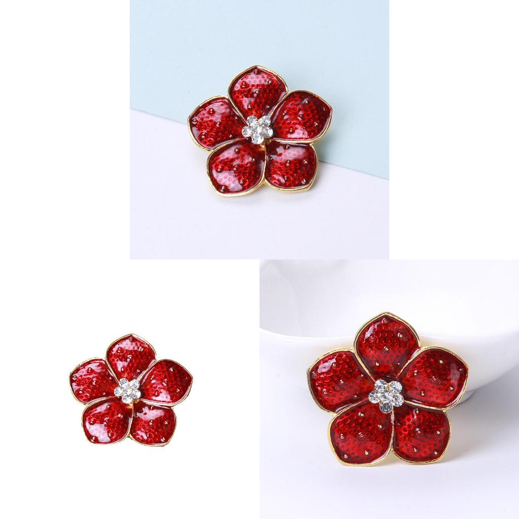 Vintage Red Poppy Brooch For Women With Crystal Embellishments For Fashion Accessory