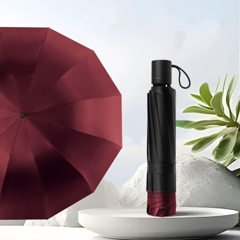 Manual 12-Rib Three-Fold Sun & Rain Umbrella