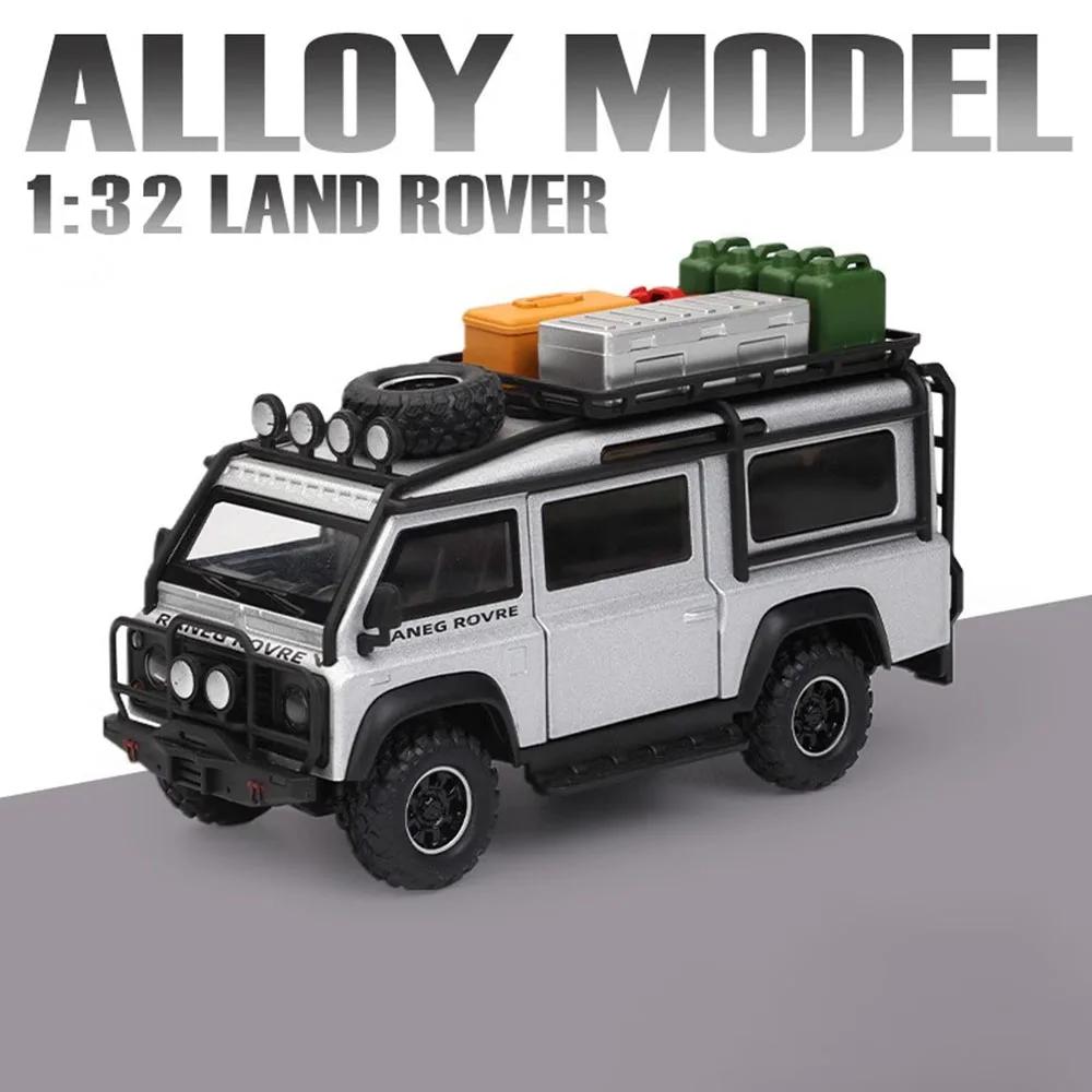 1:32 Land Rover Defender Range Rover Car Model Toy Shock Absorption Pull Back Off-road Vehicle Sound Light Gifts for Kids