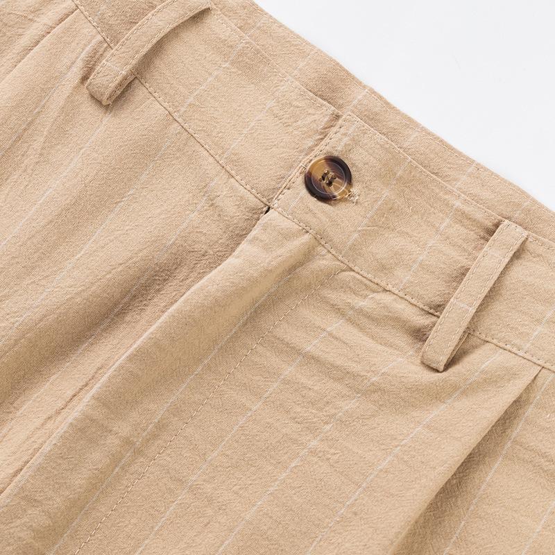 Fashion Mens Straight Trousers 2025 Summer Daily Leisure Breathable Loose Stripe Print Pants For Men Outdoor Vintage Linen Pants