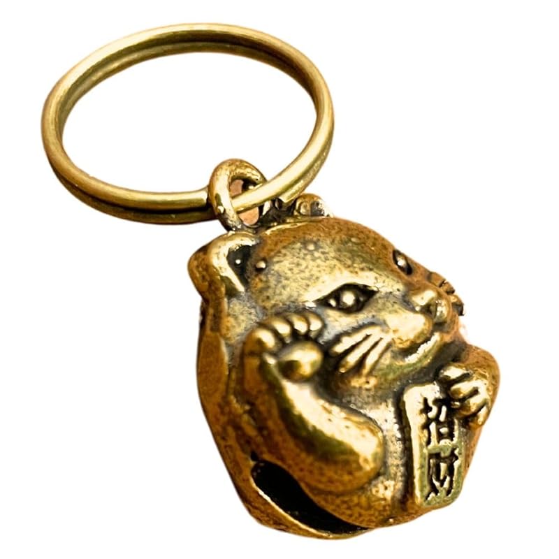 

[DAZUMA] key ring bell beckoning cat cat feng shui good luck pendant top brass antique money luck charm Goods accessories pendant strap Suzuneko