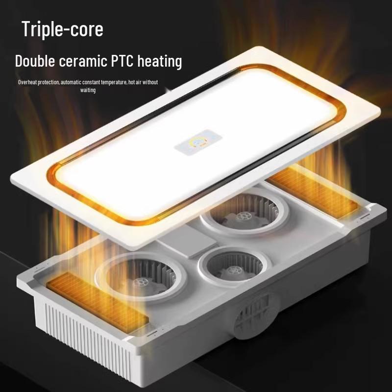 Recessed Bathroom Heater & Ventilation All-in-One: Warm Air, Hair Dryer, Lighting