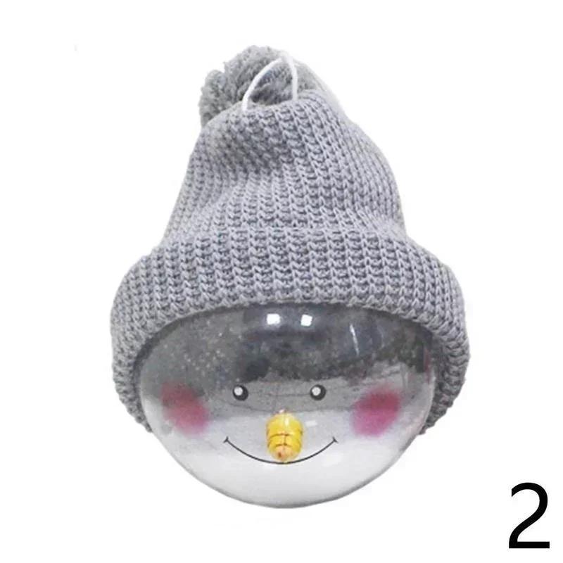 Christmas Snowman Transparent Ball with Knitted Hat Christmas Tree Home Decor Women Creative Gifts Xmas Home Party Decor