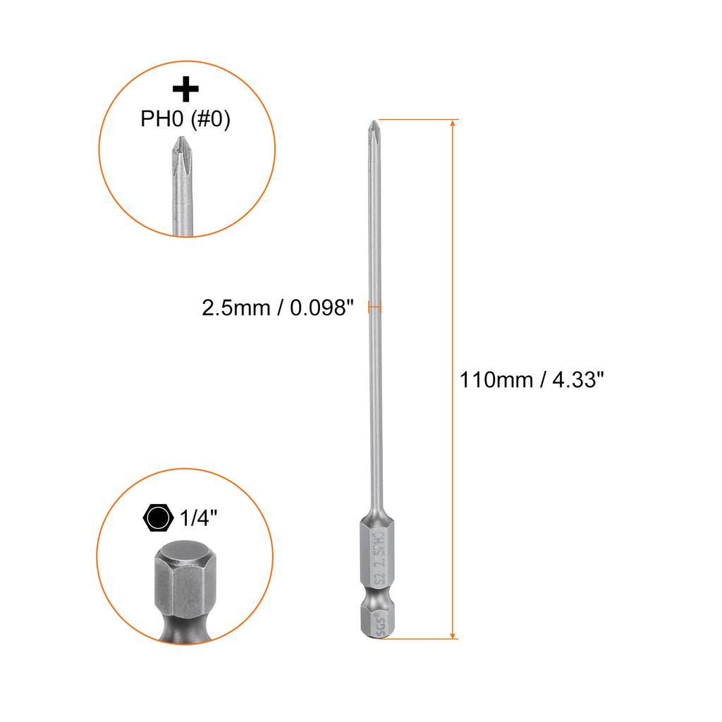 1/5/10pcs Magnetic Phillips Screwdriver Bit 1/4" Hex Shank 110mm S2 Steel Cross Head Screw Driver Bit Electric Drill Bits