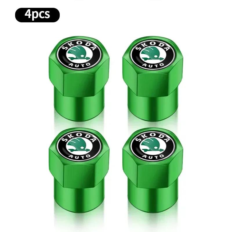 NADH5 4PCS Fashion Car Wheel Air Valve Dust Covers Accessories For Skoda Fabia Octavia Karoq Kodiaq Kamiq Superb Rapid Scale