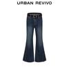 UR 2026 Women's Trendy Washed Belted Flare Denim Jeans