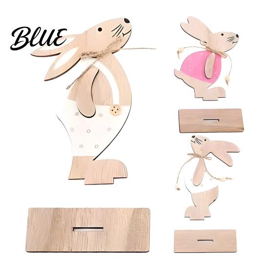 Rustic Rabbit Ornaments for Home Wooden Easter Bunny Table Sign Tiered Tray Centerpiece Farmhouse Vintage Indoor Tabletop Ornament Decoration