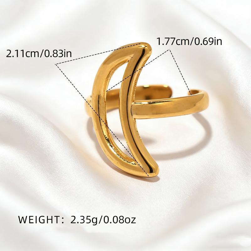 Minimalist Star Moon Open Ring Set for Women Exquisite Vintage Line Curved Moon Finger Ring Casual Versatile Couple Jewelry Gift