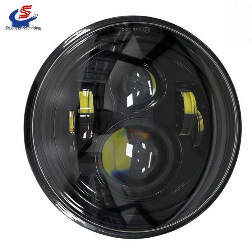 Wrangler 7" Round LED Headlight with Angel Eye Halo for Harley and Cars