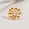 New Style Women's Ring Personalized Opening Inlaid Pearl Design Flower Ring Versatile Index Finger Ring