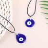 Glass Pu Leather Chains Drop Shaped Demon Eye Fashion Jewelry Blue Eyes Necklace Clavicle Chains