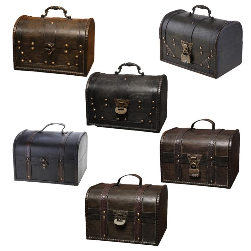 Vintage Wooden Jewelry Storage Box Organizer Container for Case Keepsake Chest for Souvenirs Xmas Birthday Valentines