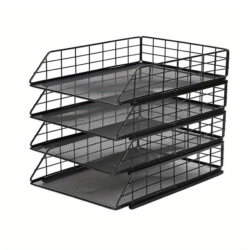 

1 комплект, 4-этажный штабелируемый лоток для писем, органайзер для бумаги, металлический настольный лоток-органайзер для хранения бумаги формата Letter/A4, подходит для офиса, школы, дома 1set 4 Floors чёрный