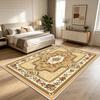 European Luxury Yellow Bedroom Bedside Mat Decoration Parlor Washable Non-slip Floral Large Rug Short Velvet Dining Room Carpet