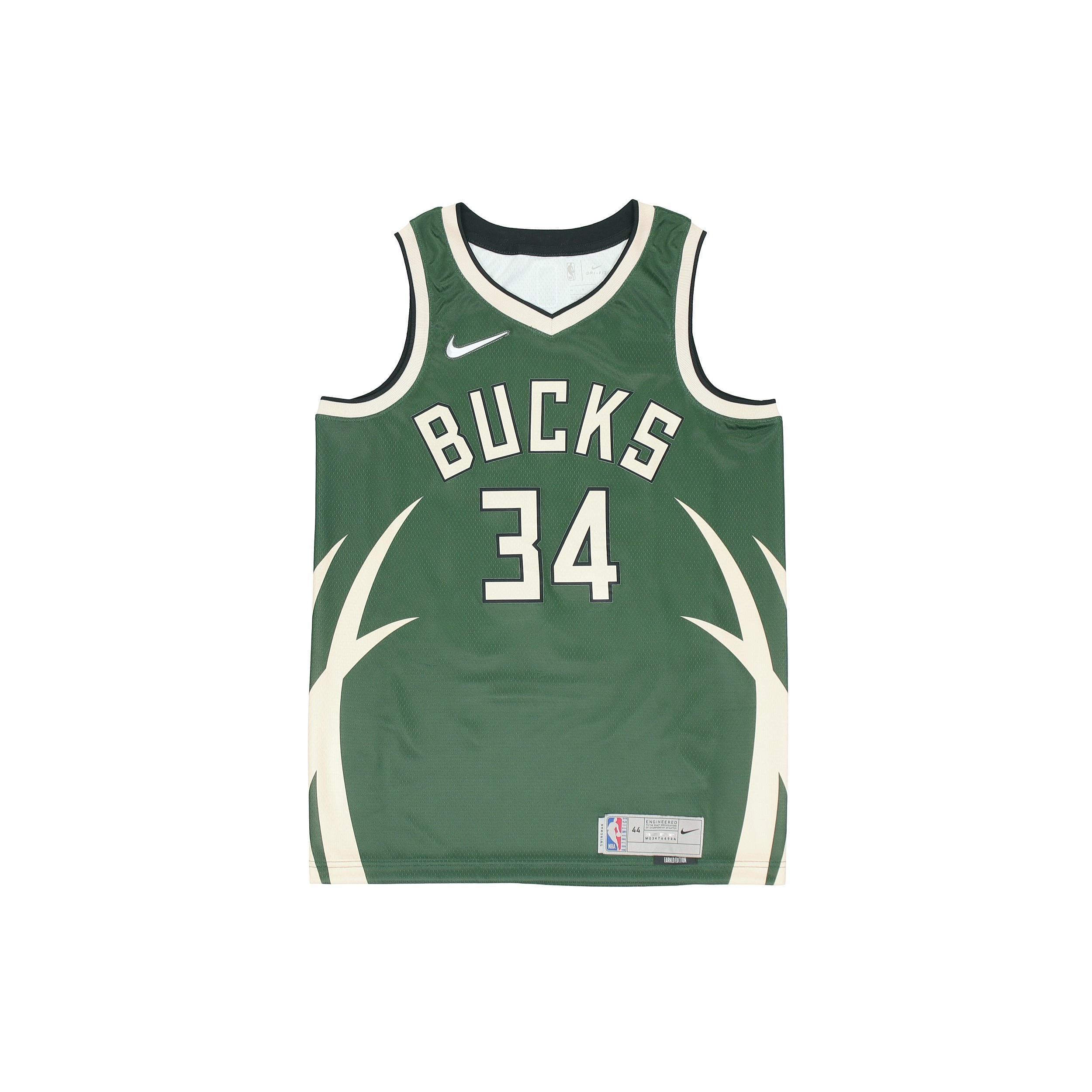 Nike NBA Retro Basketball Jersey/Vest SW Fan Edition Milwaukee Bucks Alphabet 34 Green Army green Men s CN9939-323 S