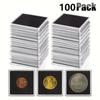 100pcs Adjustable Coin Collection Box with Sponge Acrylic Coin Holder Clip Stand 5 Sizes Coins Silvery Dollars Protective Cases