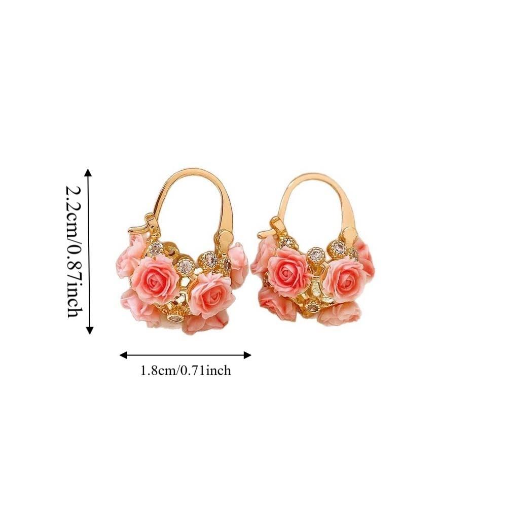 1 pair Shiny Flower Basket Ear Cuff Temperament Sweet Fairy Style Earrings  Birthday