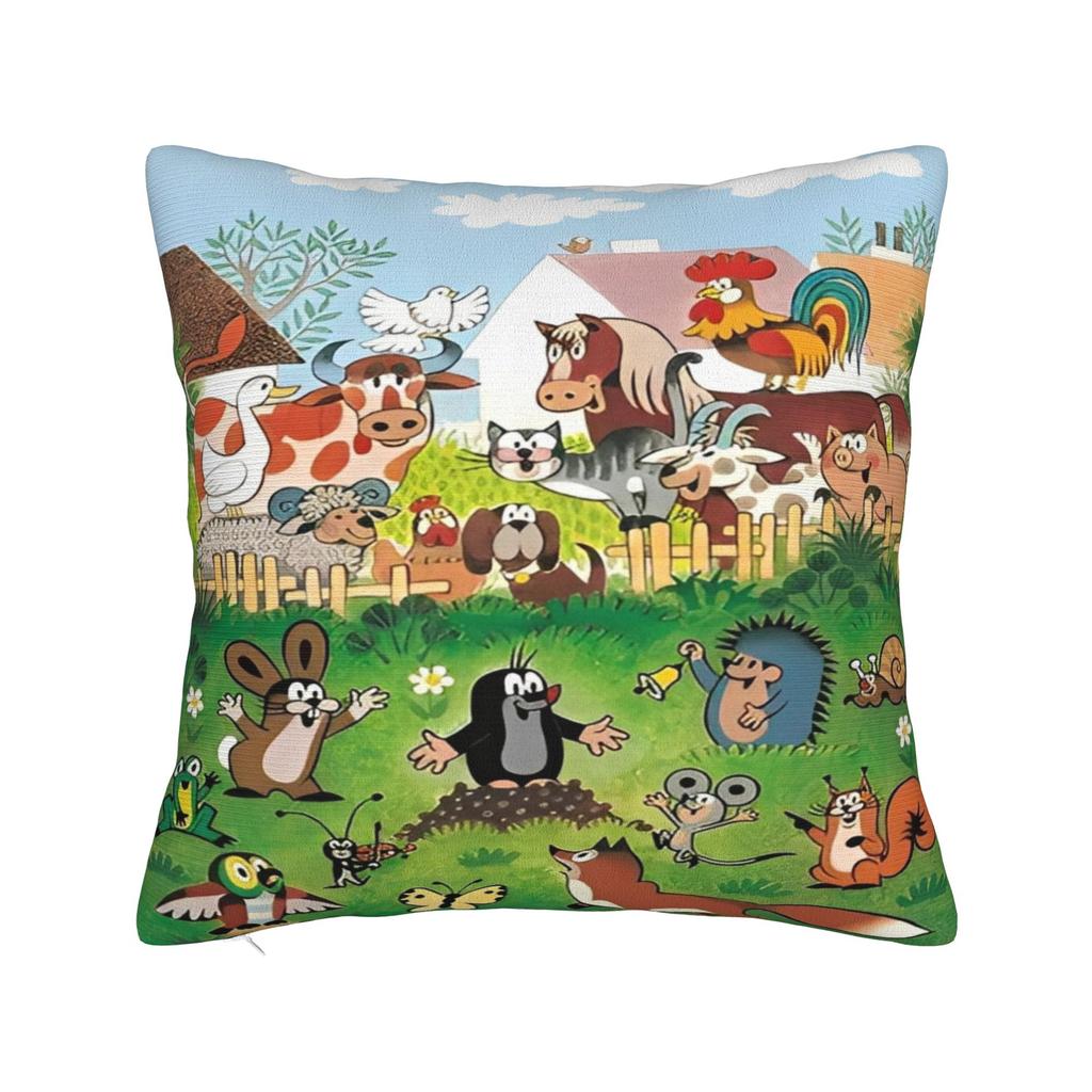 Federa Cuscino Cartone Animato La Talpa Animale Merch Copricuscino Stampato Copricuscini Decorazioni per Auto con Zip Varie Misure