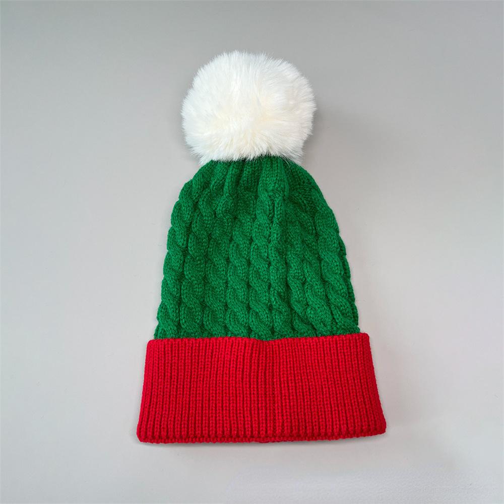 Winter Fur Pom Poms Hat Winter Hat For Adult Kids Hat Knitted Beanies Cap Hat Thick Christmas Xmas Santa  Skullies Beanies