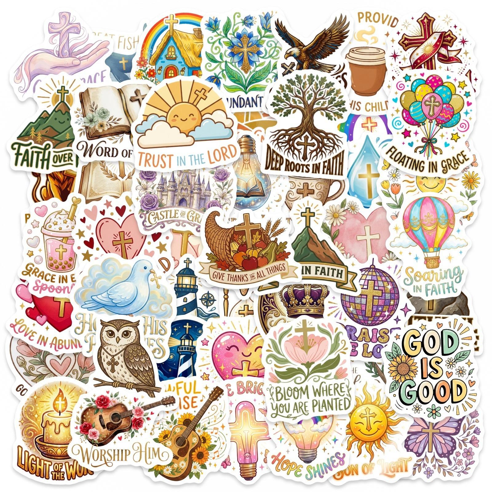 

50 Retro Watercolor Style Inspirational Stickers, Waterproof Decoration, Hand Account Water Cup Suitcase Decoration Sticker Batch