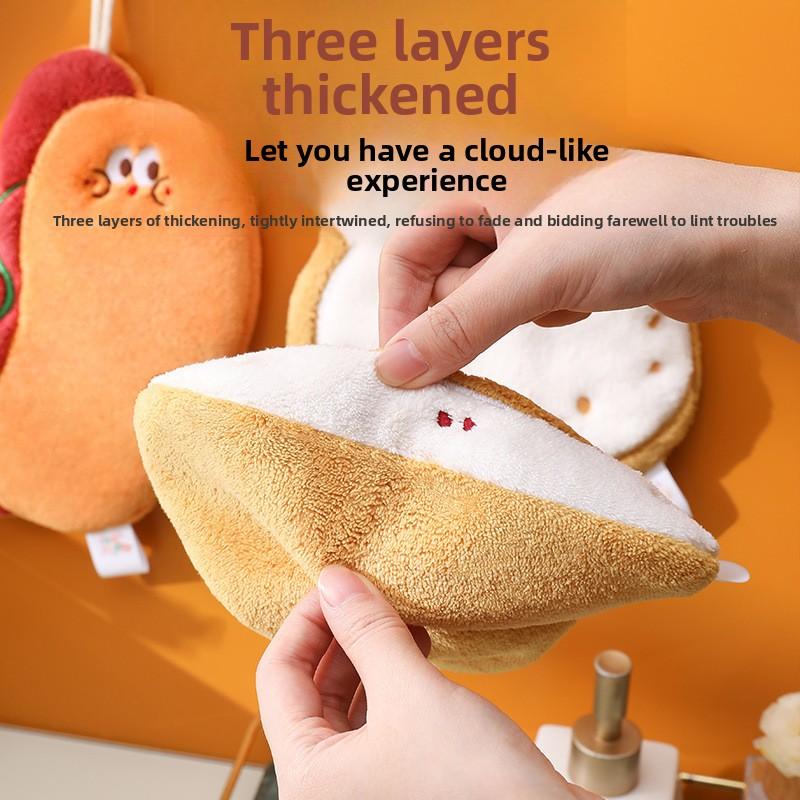 Coral Velvet Hand Towels, Double-layer Thickened Absorbent Quick-drying Towels, Kitchen and Bathroom Dual-purpose Towels