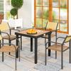 78 Cm Garden Dining Table for 4 People, Square Outdoor Coffee End Side Table with Aluminium Legs, Natural Wood Finish