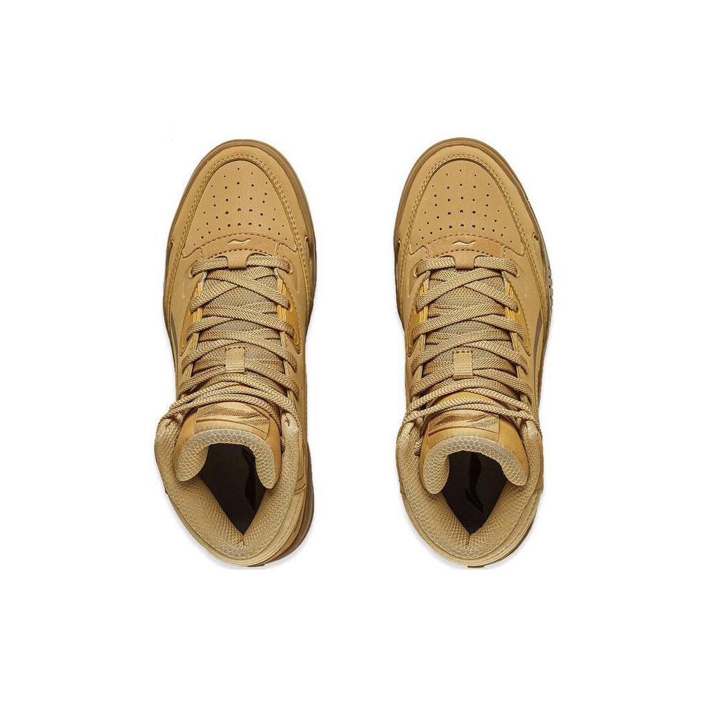 Li Ning Desert Plains Comfortable Slip Resistant, Abrasion Resistant, Breathable High top Skateboard Shoes Men's Yellow AGCT285-4