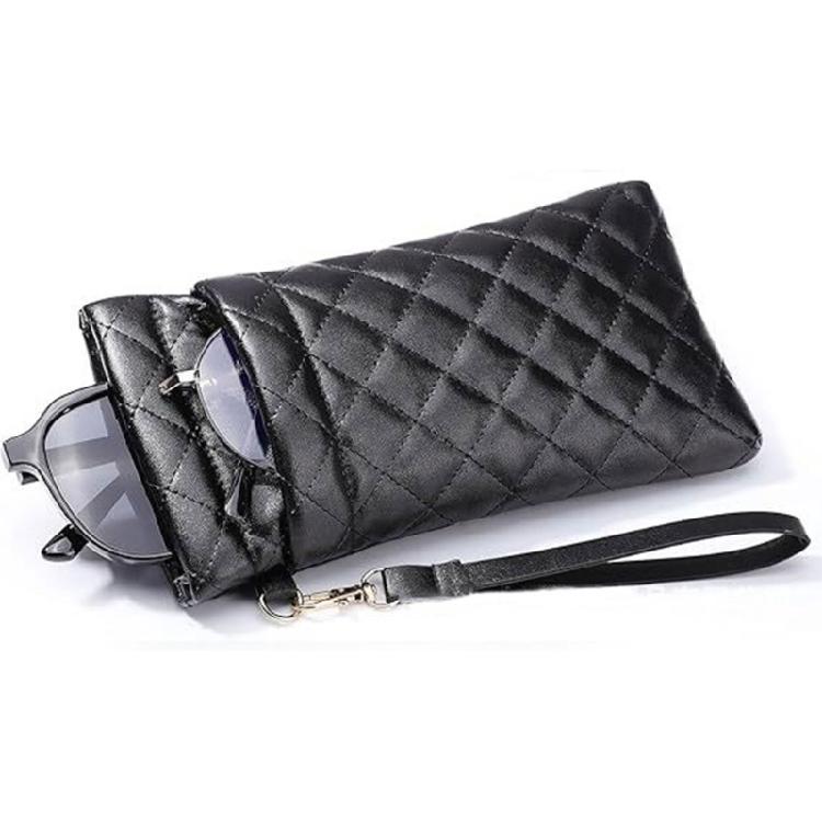 Fashionable Double Glasses Case For Daily Use Squeeze Top Design With Detachable Strap Protective Eyewear Storage Bag