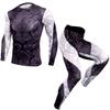 Mens Quick-Dry Athletic Set: Compression Running Pants Long-Sleeve Tee Gym Basketball Outdoor Fitness