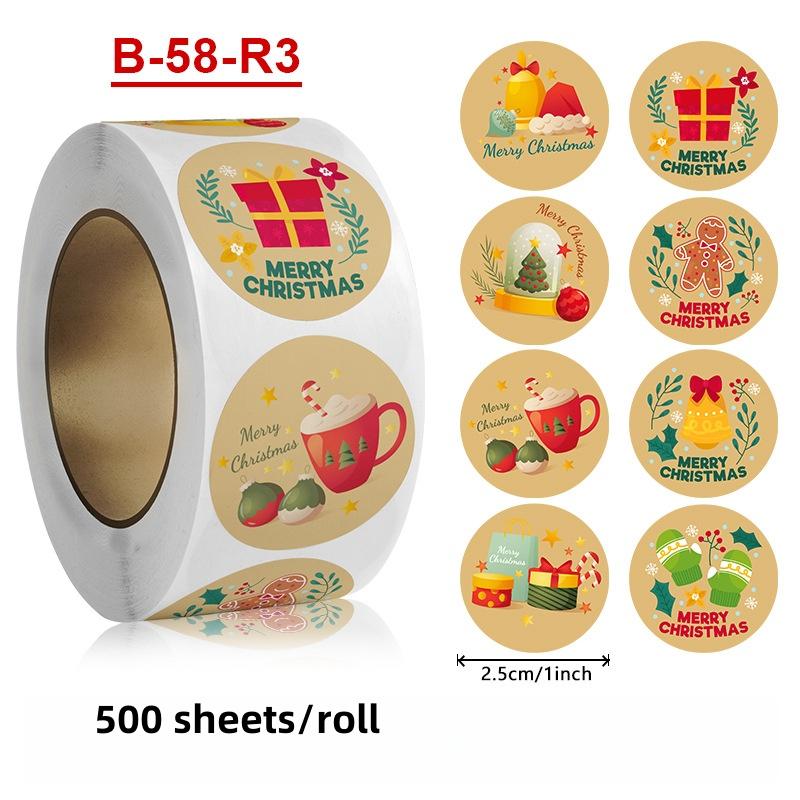 Round Christmas Stickers Christmas Theme Stickers For Cookie Bags Party Supplies Candy Bags