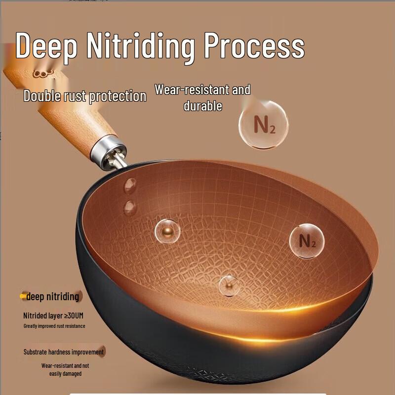 Cuidahuang Uncoated Refined Iron Flat-Bottom Frying Pan