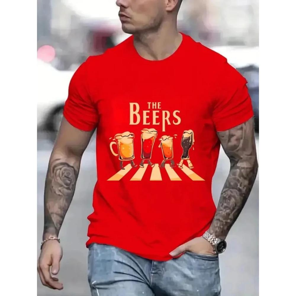 Die Biere Druck Herren T-Shirts Atmungsaktiv Markenoberteile Street Fashion T-Shirt Herren Lässig Sommer Locker Übergroß Tees
