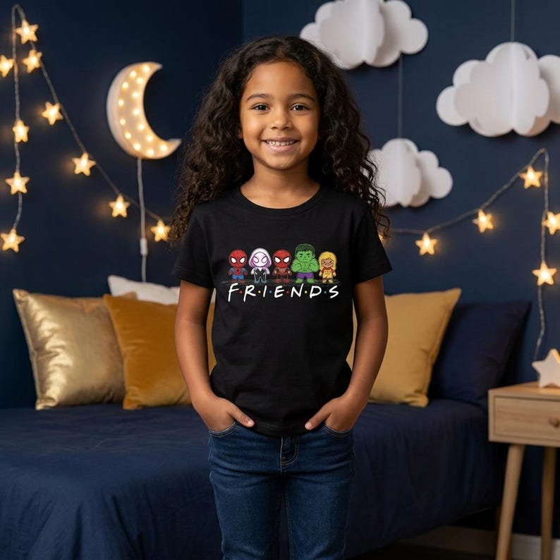 Spidey Friends Chibi Tee | Superhero Kids Cartoon Shirt 150