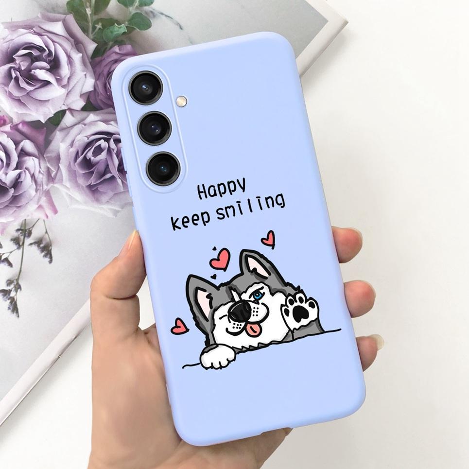 For Funda Cover Samsung A35 5G Case SM-A356E Couple Love Heart Flower Cat Painting Back Shell For Samsung Galaxy A35 5G Etui
