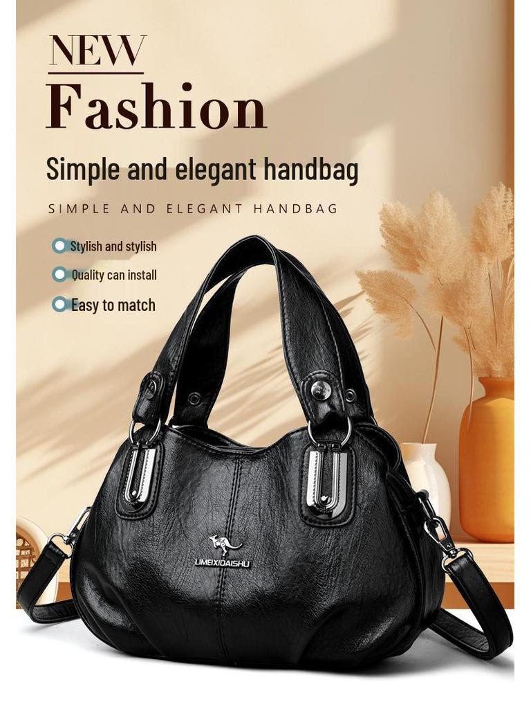 Large Capacity Multi-Compartment Shoulder Handbag - European & American Style for Middle-Aged Women