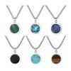 Stainless Steel Round, Oval Brand Natural Stone Abalone Shell Necklace Men'S Geometric Simple Pendant Nc-1061