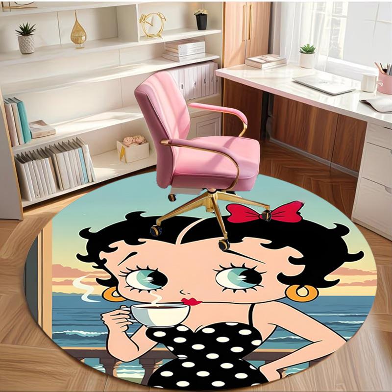 Betty Boop Print Round Rug, Washable Floor Carpet, For Entryway Dorm Laundry Room Office Study, Home Decor Birthday Christmas Gift